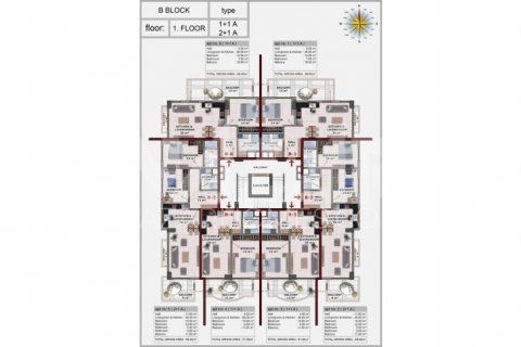 1+1 Leilighet  i Alanya, Antalya, Tyrkia Nr. 116616 - 15
