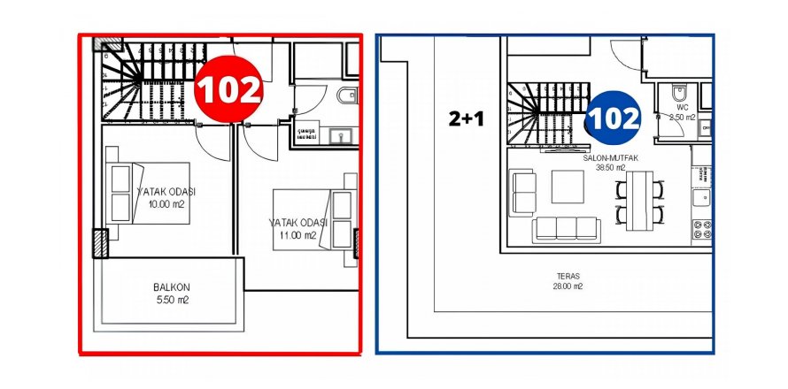 2+1 Wohnung in New Level Premium, Incekum, Antalya, Türkei Nr. 133286