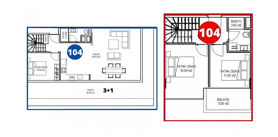 3+1 Lejlighed i New Level Premium, Incekum, Antalya, Tyrkiet Nr. 133289