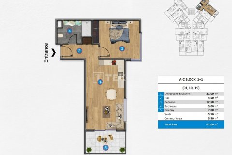 1+1 Wohnung in Alanya, Antalya, Türkei Nr. 150399 - 11