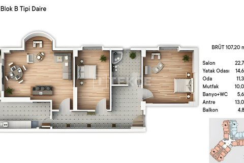 Apartment for sale  in Cinarcik, Yalova, Turkey, 3 bedrooms, 128m2, No. 193309 – photo 12