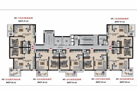 2+1 Penthouse  i Alanya, Antalya, Tyrkiet Nr. 47898 - 14