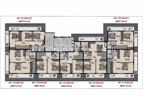 2+1 Penthouse  i Alanya, Antalya, Tyrkiet Nr. 47898 - 16