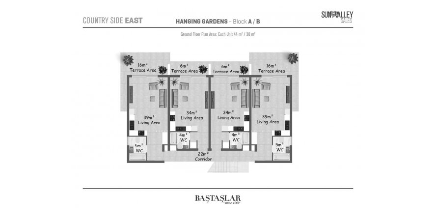 1+0 Apartment in Hanging Gardens Village, Northern Cyprus No. 188761
