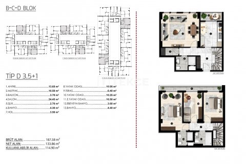 3+1 Lejlighed  i Bursa, Tyrkiet Nr. 149809 - 27