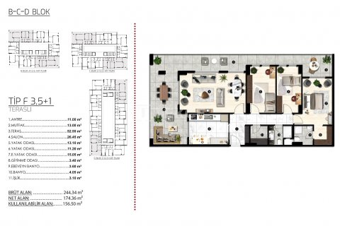 3+1 Lejlighed  i Bursa, Tyrkiet Nr. 149809 - 28