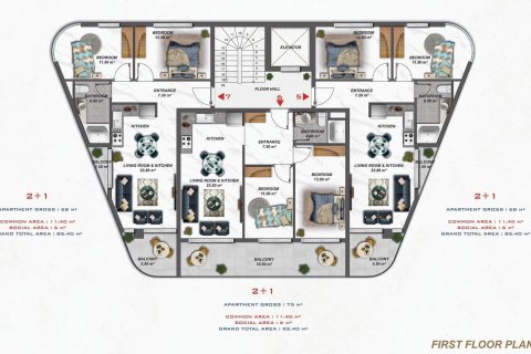 1+1 Leilighet  i Alanya, Antalya, Tyrkia Nr. 117786 - 27