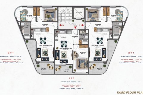 1+1 Leilighet  i Alanya, Antalya, Tyrkia Nr. 117786 - 29