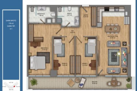 Продажа квартиры  в Стамбуле, Турция 2 комн., 88м2, №111727 – фото 12