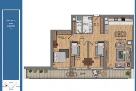Продажа квартиры  в Стамбуле, Турция 2 комн., 88м2, №111727 – фото 13