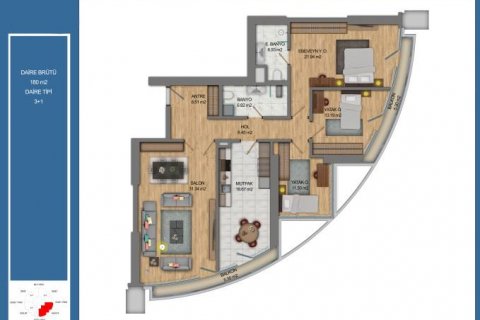 Продажа квартиры  в Стамбуле, Турция 2 комн., 88м2, №111727 – фото 11