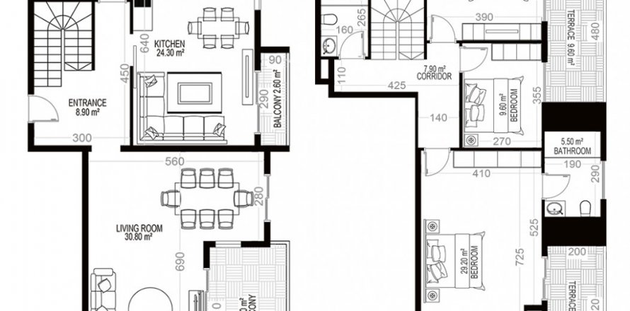 3+2 Penthäuser in Yekta Sungate Residence, Gazipasa, Antalya, Türkei Nr. 190447