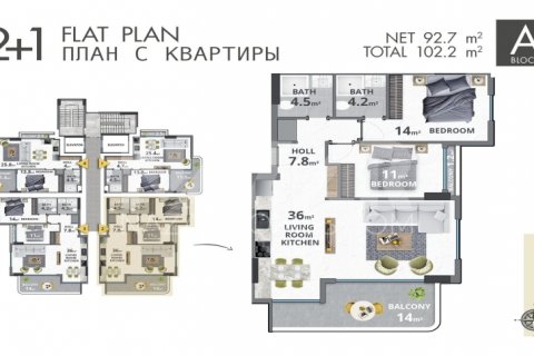 Apartment for sale in Mahmutlar, Antalya, Turkey, 1 bedroom, 68.5m2, No. 116724 – photo 9