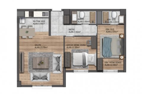 Продажа квартиры в Эсеньюрте, Стамбуле, Турция 2 комн., 72м2, №112759 – фото 22