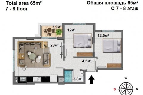 3+1 Takleilighet  i Alanya, Antalya, Tyrkia Nr. 117833 - 6