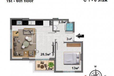 3+1 Takleilighet  i Alanya, Antalya, Tyrkia Nr. 117833 - 7