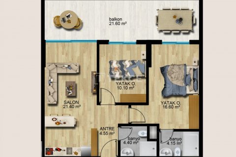 Apartment for sale  in Erdemli, Mersin, Turkey, 1 bedroom, 55m2, No. 80515 – photo 9
