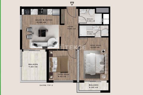 Продажа квартиры в Мезитли, Мерсине, Турция 2+1, 67м2, №85486 – фото 14