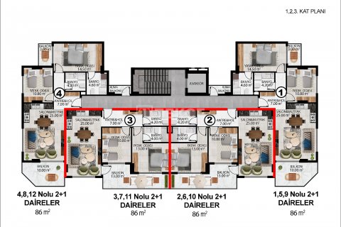 1+1 Lägenhet i Alanya, Antalya, Turkiet Nr. 206925 - 19