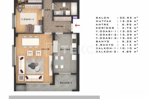 Продажа квартиры в Эсеньюрте, Стамбуле, Турция 2+1, 123м2, №45079 – фото 30