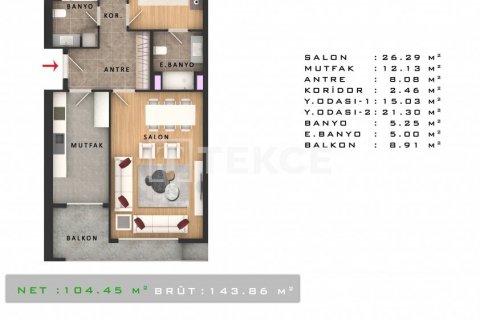 Продажа квартиры в Эсеньюрте, Стамбуле, Турция 2+1, 123м2, №45079 – фото 27