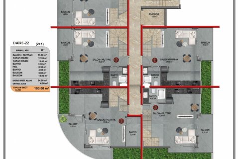 2+1 Lägenhet  i Kestel, Antalya, Turkiet Nr. 110967 - 13
