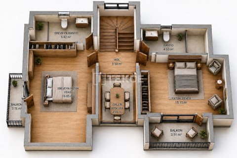 4+1 Villa  i Fethiye, Mugla, Turkiet Nr. 210466 - 9