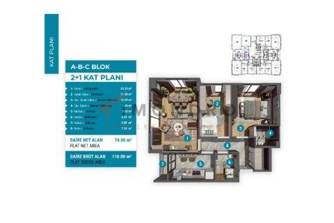 Apartment for sale  in Bueyuekcekmece, Istanbul, Turkey, 2 bedrooms, 110m2, No. 151174 – photo 8