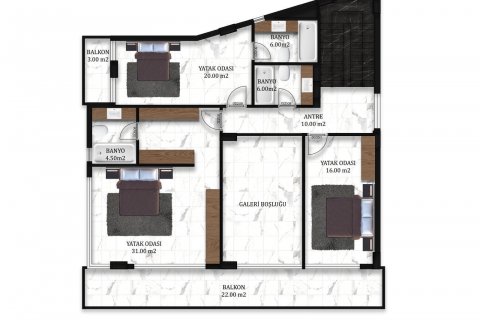 4+1 Villa  i Alanya, Antalya, Tyrkia Nr. 185898 - 11