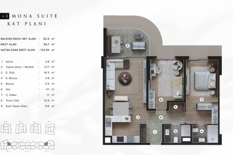 3+1 Lejlighed i Izmir, Tyrkiet Nr. 187020 - 16