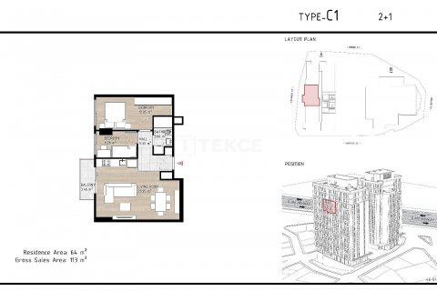 2+1 Lejlighed  i Istanbul, Tyrkiet Nr. 176519 - 22