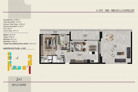 2+1 Leilighet  i Antalya, Tyrkia Nr. 167392 - 15