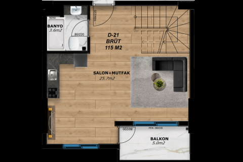 Продажа пентхауса в Газипаше, Анталье, Турция 2+1, 115м2, №168903 – фото 9