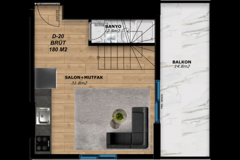 Dubleks daire  3+1  Gazipaşa, Antalya, Türkiye №168904 - 9