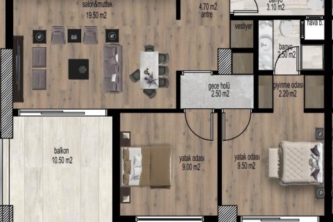 Продажа квартиры  в Мерсине, Турция 3 комн., 90м2, №186119 – фото 17