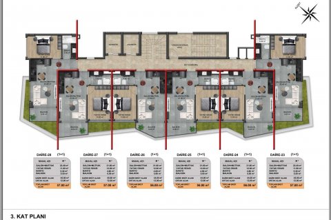 1+1 Lejlighed  i Demirtas, Alanya, Antalya, Tyrkiet Nr. 180004 - 6