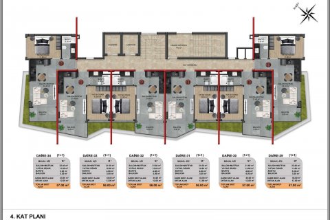 1+1 Lejlighed  i Demirtas, Alanya, Antalya, Tyrkiet Nr. 180004 - 5
