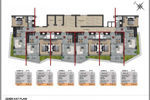 1+1 Lejlighed  i Demirtas, Alanya, Antalya, Tyrkiet Nr. 180004 - 9