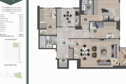 Apartment for sale in Istanbul, Turkey, 3 bedrooms, 140m2, No. 194281 – photo 2