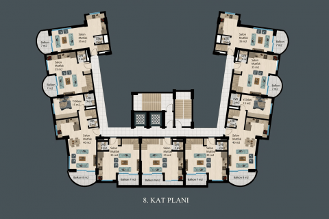1+1 Leilighet  i Demirtas, Alanya, Antalya, Tyrkia Nr. 180011 - 15