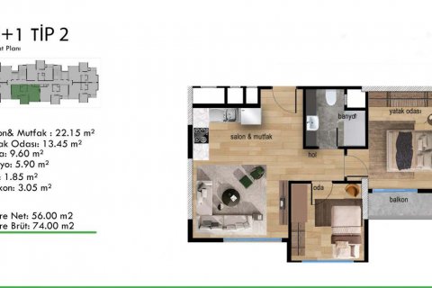 Продажа квартиры в Мезитли, Мерсине, Турция 3 комн., 74м2, №180173 – фото 20