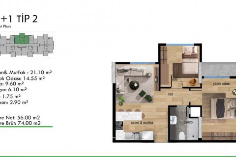 Продажа квартиры в Мезитли, Мерсине, Турция 3 комн., 74м2, №180173 – фото 18