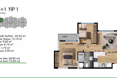Продажа квартиры в Мезитли, Мерсине, Турция 3 комн., 74м2, №180173 – фото 14