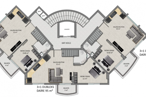 3+1 Takleilighet i Demirtas, Alanya, Antalya, Tyrkia Nr. 179908 - 11