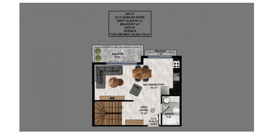 2+1 Leilighet i GÜLERYÜZ RESIDENCE, Payallar, Alanya, Antalya, Tyrkia Nr. 160428