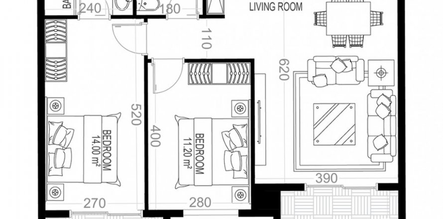 Квартира в Yekta Sungate Residence 2+1, Газипаша, Анталья, Турция №168131