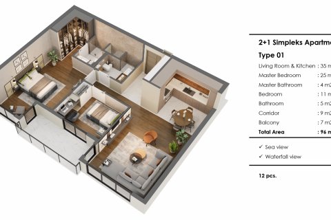 Продажа квартиры в Муратпаше, Анталье, Турция 2 комн., 64м2, №182139 – фото 9