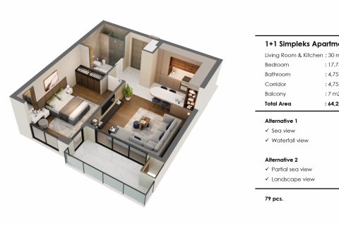 Продажа квартиры в Муратпаше, Анталье, Турция 2 комн., 64м2, №182139 – фото 8