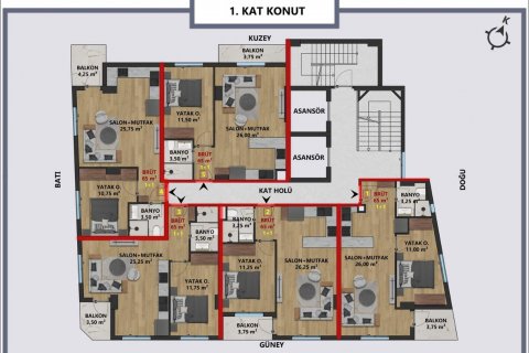 1+1 Lejlighed  i Muratpasa, Antalya, Tyrkiet Nr. 206843 - 6