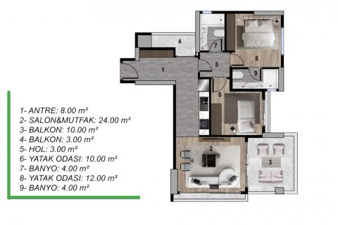 Apartment for sale  in Mersin, Turkey, 60m2, No. 185966 – photo 9